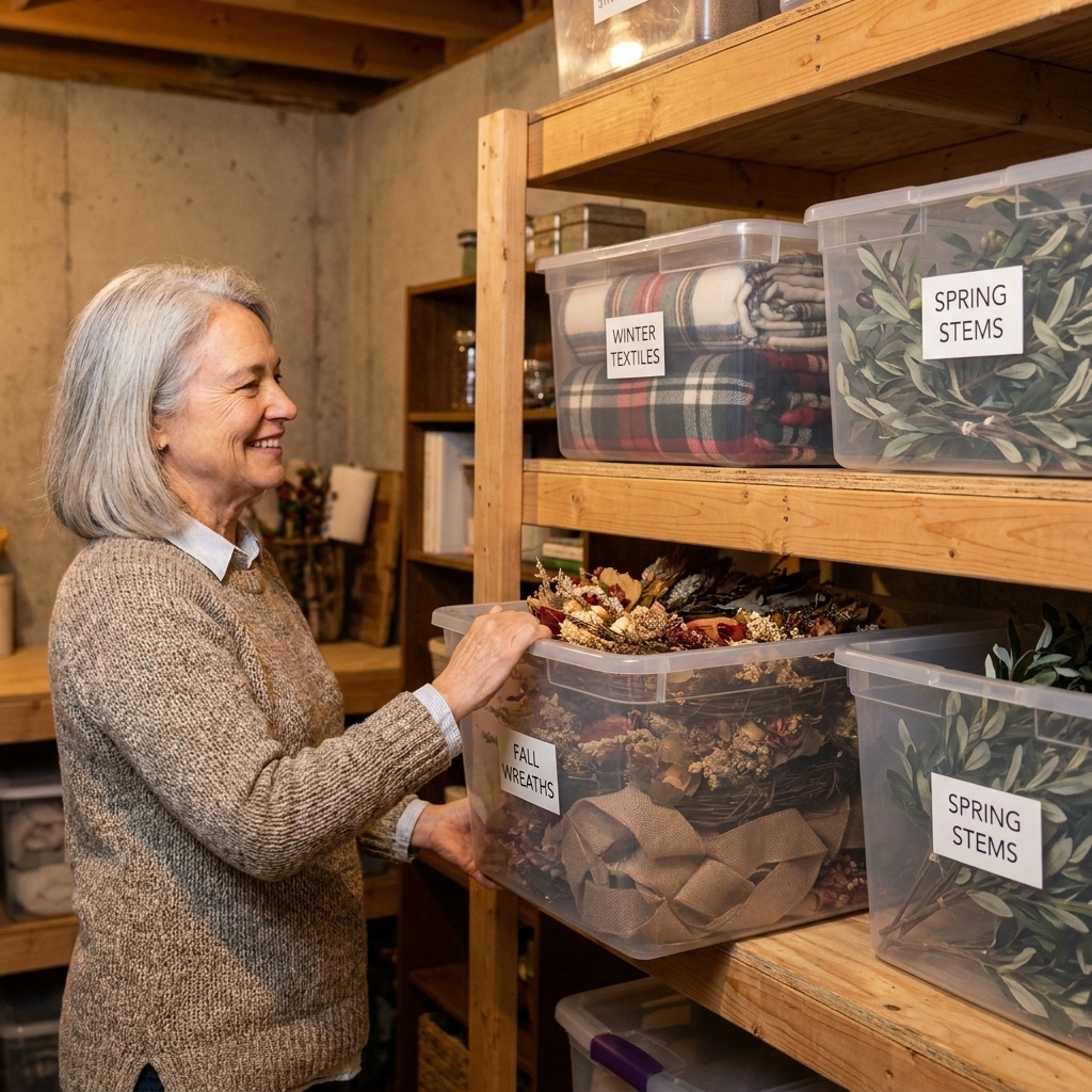 Storing and Organizing Seasonal Farmhouse Decor